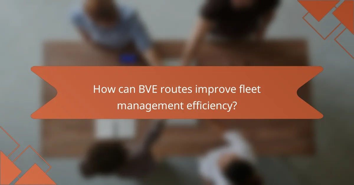 How can BVE routes improve fleet management efficiency?