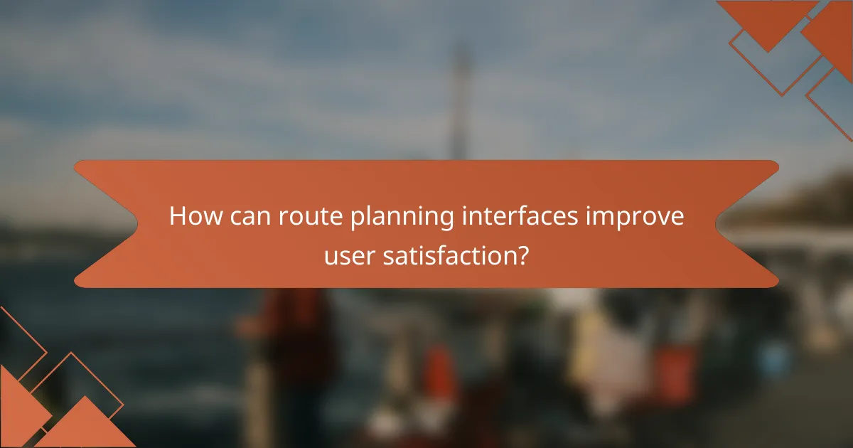 How can route planning interfaces improve user satisfaction?