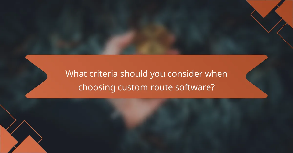 What criteria should you consider when choosing custom route software?